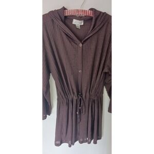 Womens Swimsuit  Cover- Up. Size M. Brown.  Drawstring. Front pockets Hooded